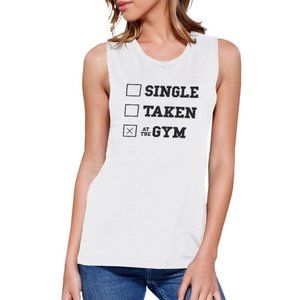 At The Gym Work Out Muscle Tee Workout Tank White SZ Medium NWT